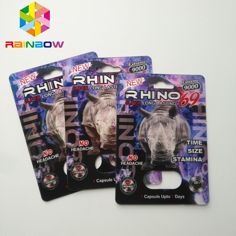 Rhino 69/7 Capsule Sex Pills บรรจุภัณฑ์บัตรตุ่มเคลือบ / ผิวมัน