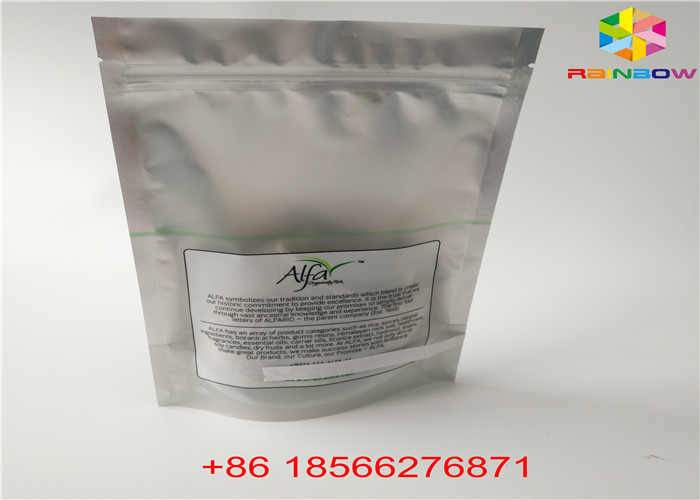 กระเป๋าเงินอลูมิเนียมมันวาวลุกขึ้นยืนบรรจุภัณฑ์ถุงพลาสติกใส