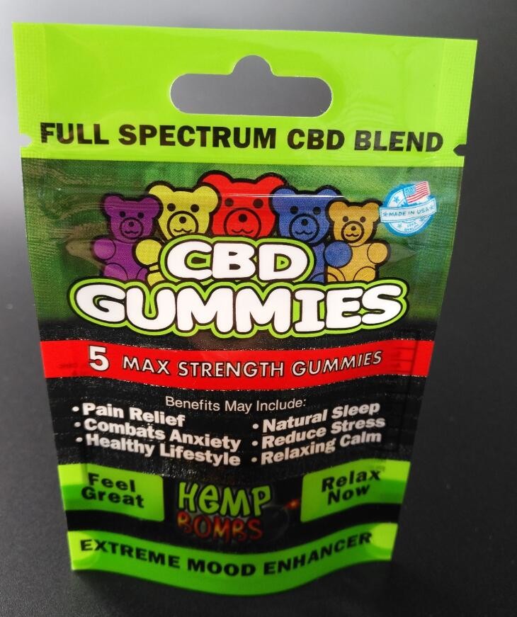 พิมพ์ถุงพลาสติกผนึกซิปบรรจุภัณฑ์ Cbd Gummy Candy กระเป๋าพื้นผิวมันวาว