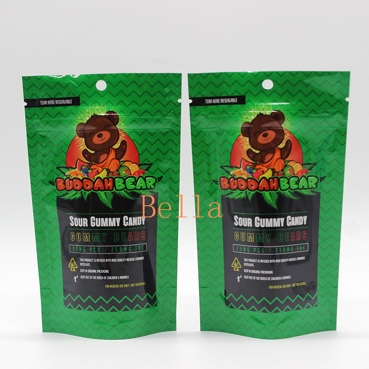 ล้างหน้าต่างยืนขึ้นถุงซิปพิมพ์แบบกำหนดเองสำหรับชาสมุนไพร CBD Powerfood บรรจุภัณฑ์