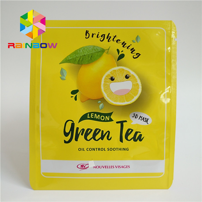 ถุงซิปล็อคลายพิมพ์สามด้านปิดผนึกหน้ากากตาอลูมิเนียมฟอยล์เคลือบผิวหน้า