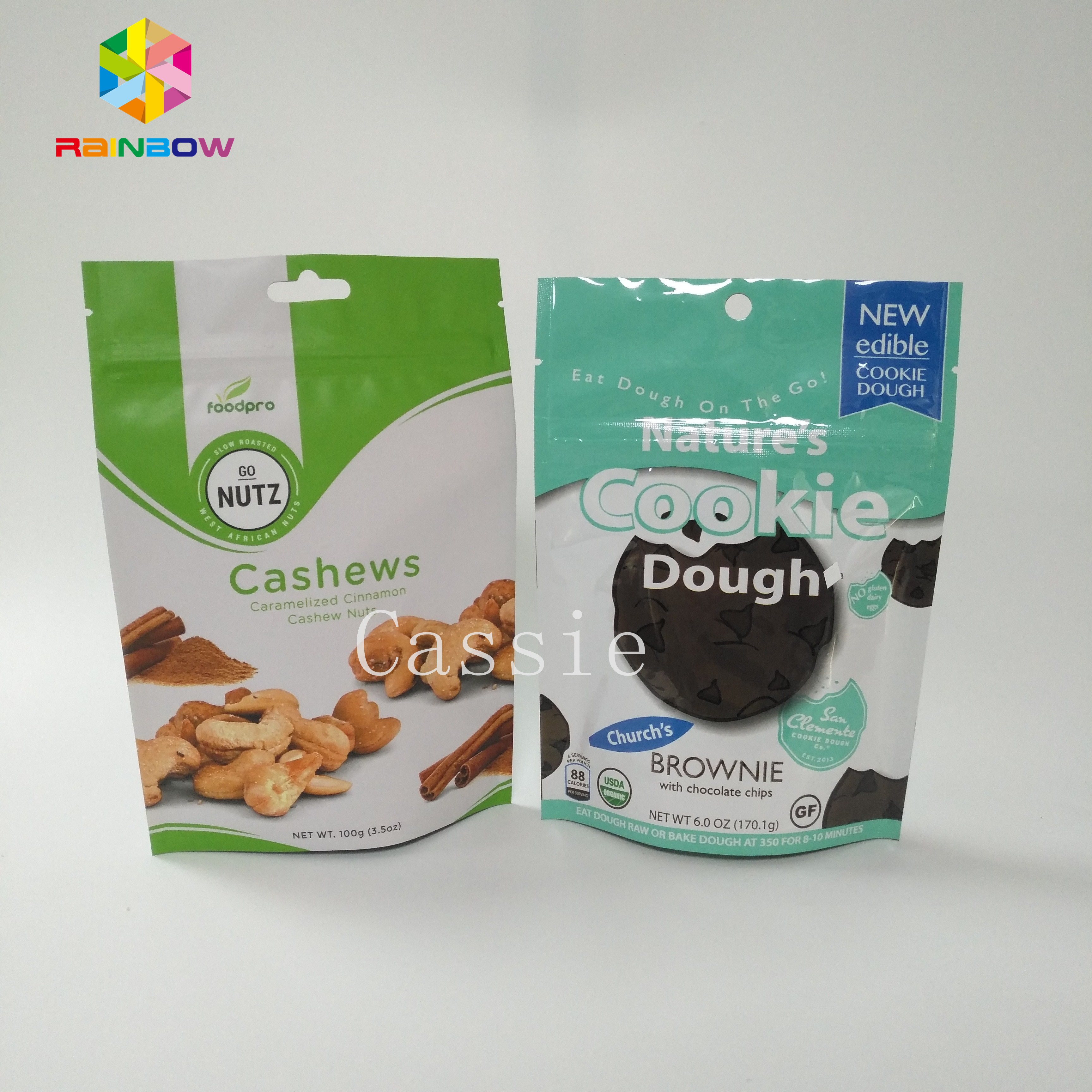 กราเวียพิมพ์ Stand Up อลูมิเนียมฟอยล์ถุงซิปล็อคที่กำหนดเองสำหรับอาหารผง