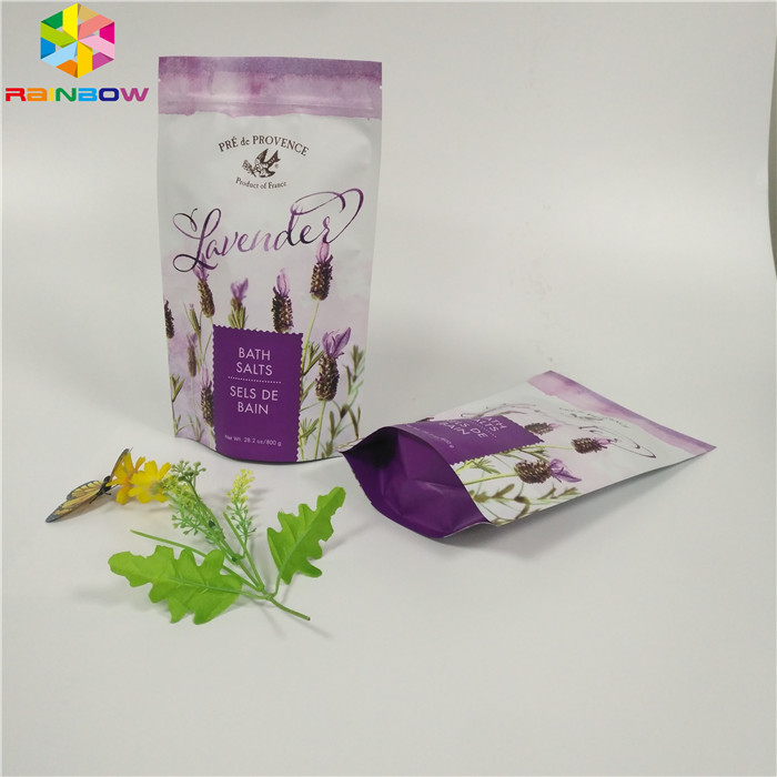 กำหนดเองเคลือบพิมพ์ฟอยล์ถุงบรรจุภัณฑ์ถุงก้นขัดผิวเรียบด้วยซิป