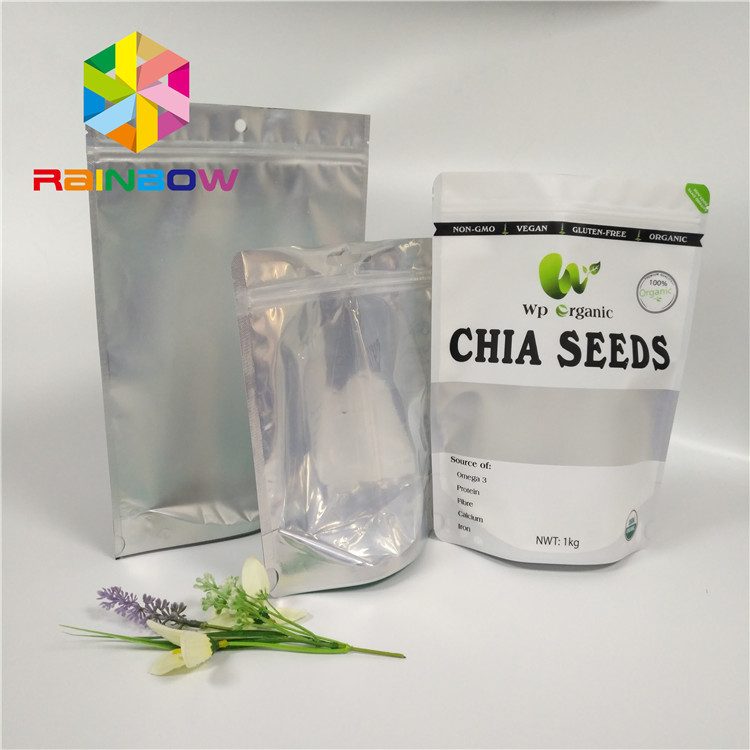ขายส่งอาหารเกรดอลูมิเนียมฟอยล์ลุกขึ้นยืนถุง Ziplock ด้วยหน้าต่างด้านหน้าที่ชัดเจนสำหรับเมล็ด / บรรจุภัณฑ์ผลไม้แห้ง