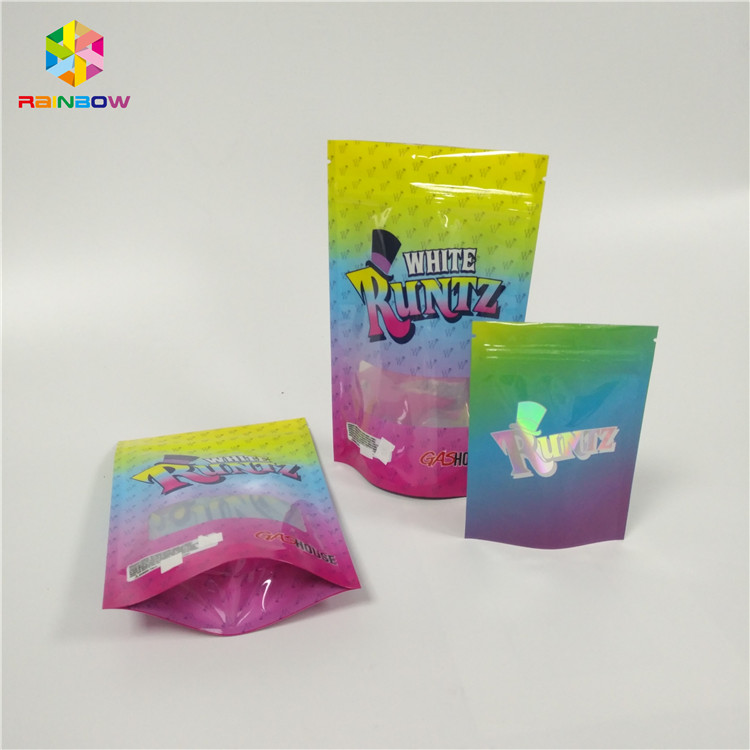 พิมพ์แบบกำหนดเอง Ziplock ผนึก Doypack วัสดุลามิเนตกลิ่นกระเป๋า Runtz หลักฐานสำหรับบรรจุภัณฑ์ขนม CBD