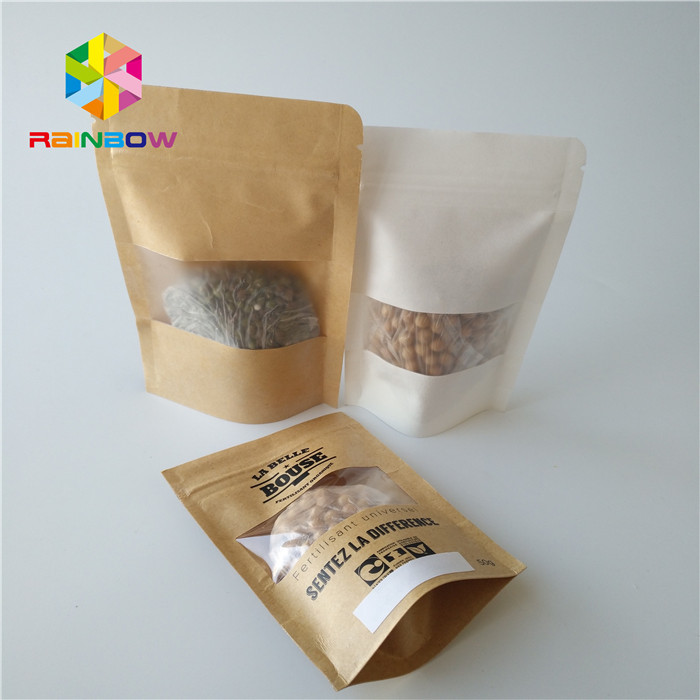 ถุงบรรจุภัณฑ์ขนมขบเคี้ยวยืนขึ้นซิปล็อคถุงพลาสติกใสใสพร้อมหน้าต่าง