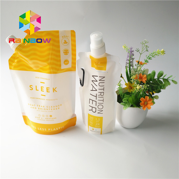 5oz / 7oz พวยกระเป๋าพลาสติกบรรจุภัณฑ์ถุงเครื่องดื่มให้พลังงานโปร่งใสรีไซเคิลได้