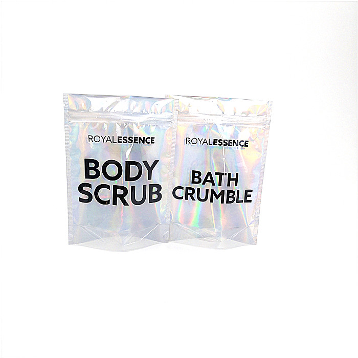 แววร่างกาย Body Scrub เครื่องสำอางขนาดกะทัดรัดบรรจุภัณฑ์ถุงใสฟอยล์โฮโลแกรม