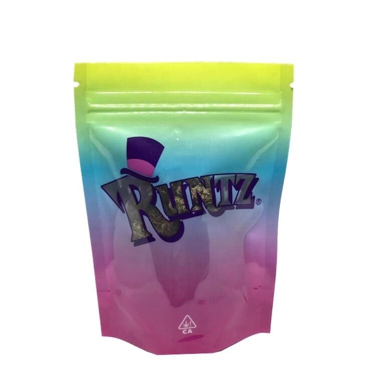 Ziplock Runtz กระเป๋าบรรจุภัณฑ์ธูปสมุนไพรอลูมิเนียมฟอยล์ PET ขนาดที่กำหนดเอง