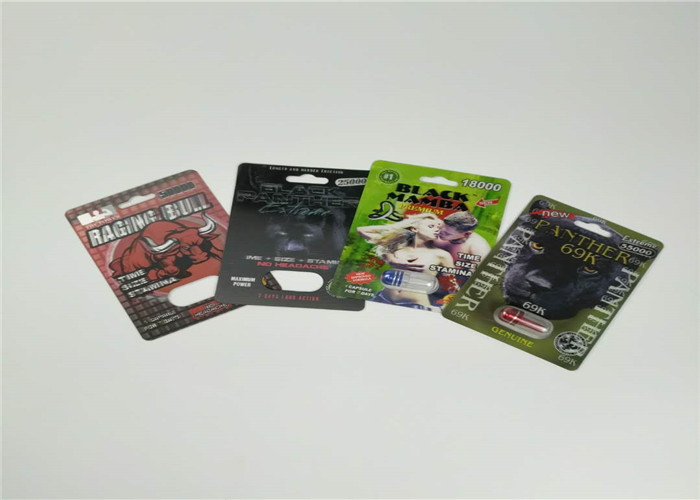 บรรจุภัณฑ์บัตรตุ่มสไลด์ชายเสริมยาบรรจุเพศยา 3d บรรจุ