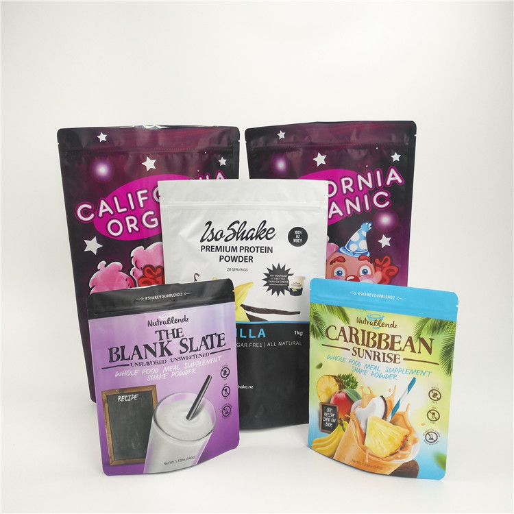 ที่กำหนดเองพิมพ์ถุงบรรจุภัณฑ์อาหารขนมขบเคี้ยวอลูมิเนียมฟอยล์นมผงแพ็คที่มีซิป