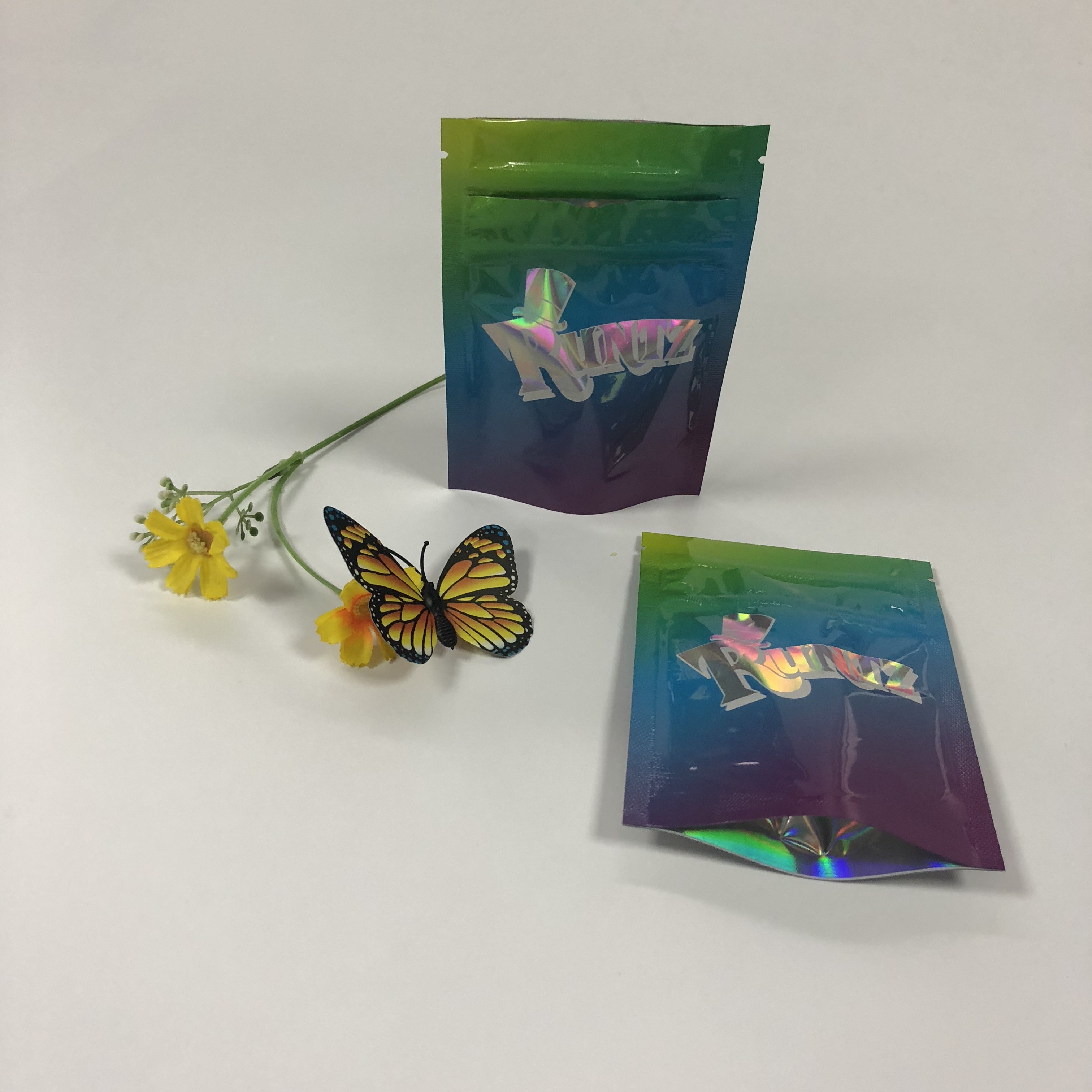 กระเป๋าซิปคู่ฟอยล์บรรจุภัณฑ์ Mylar Runtz ถุงพลาสติกสำหรับบรรจุภัณฑ์คุกกี้