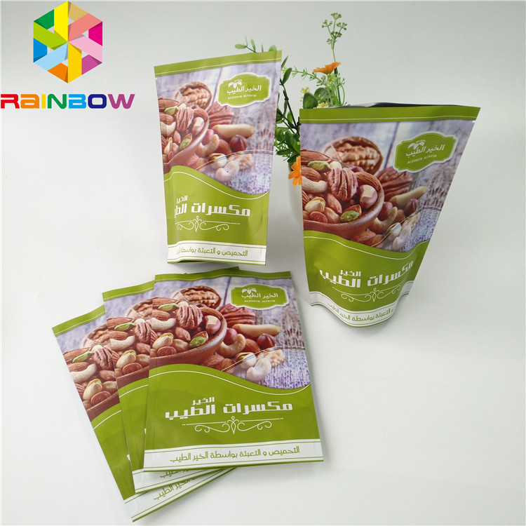 ผนึกด้านบน Ziplock อลูมิเนียมฟอยล์เคลือบกระเป๋า Doypack สำหรับถั่ว / ผลไม้แห้ง