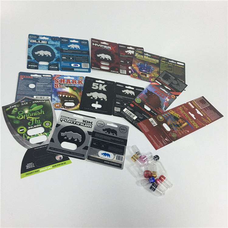 ผ้าไหมพิมพ์บรรจุภัณฑ์บัตรพองบรรจุภัณฑ์ยาชายเสริมยาแรดเพศโลโก้ที่กำหนดเอง