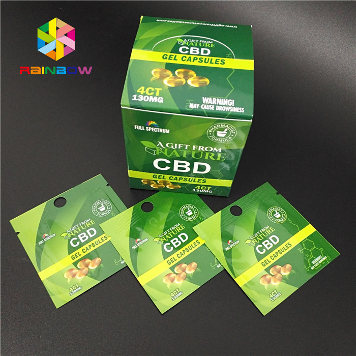 การพิมพ์ดิจิตอลบรรจุภัณฑ์ธูปสมุนไพร CBD Gummy ป่านธรรมชาติ Gummies ถุงขนม