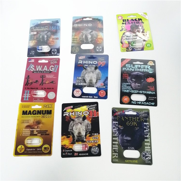Man Sex Paper Card Blister Pack บรรจุภัณฑ์ Burro Rhino Black Mama บรรจุ Single Double Hole