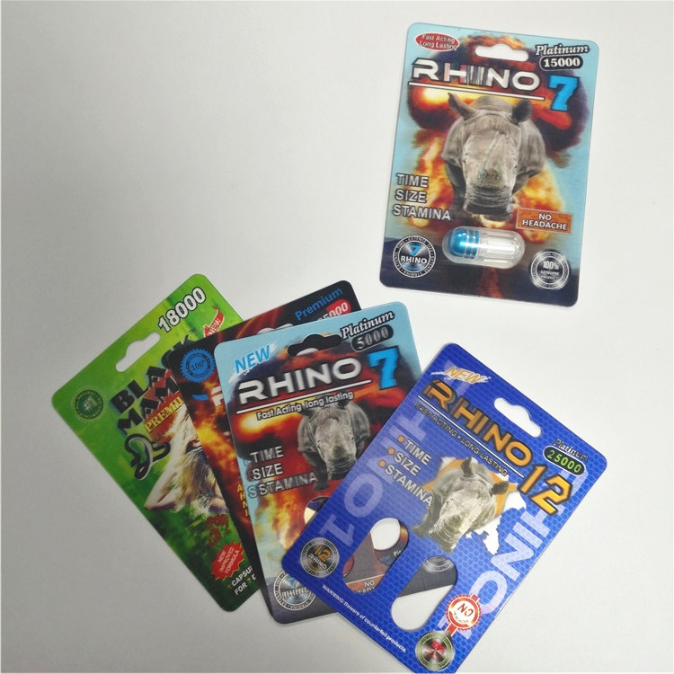 RHINO 69 Male Enhancement Pill บรรจุภัณฑ์บัตร Lenticular แพ็ค 3d เป็นมิตรกับสิ่งแวดล้อม