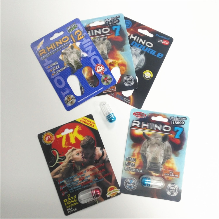 RHINO กำหนดเอง 69 ชายเสริมยาบรรจุภัณฑ์บัตร Lenticular บรรจุภัณฑ์ 3d