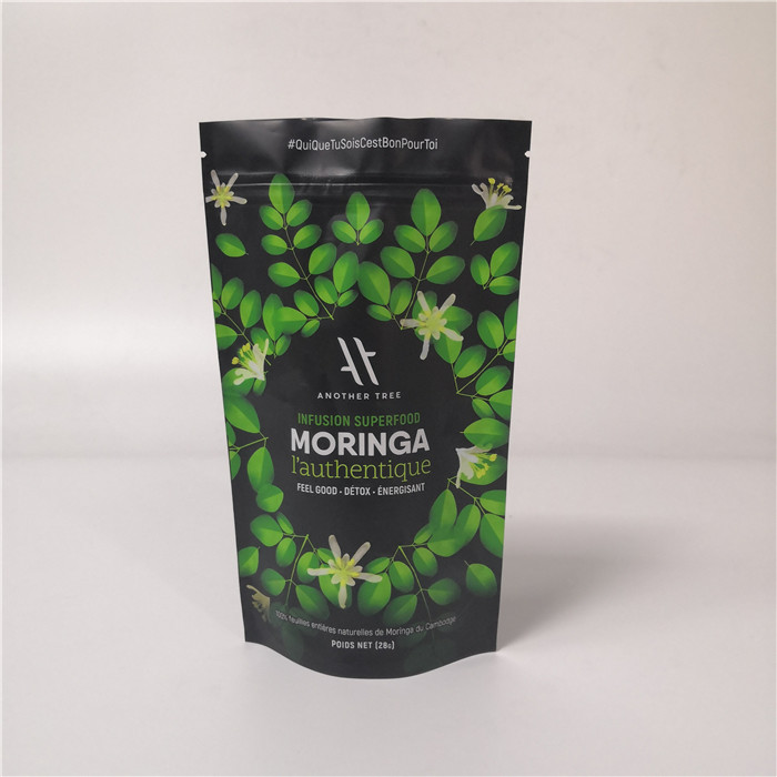 ถุงชาอลูมิเนียมฟอยล์รีไซเคิลได้ยืนขึ้นกระเป๋าสีที่กำหนดเองด้วยซิปล็อคนำมาใช้ใหม่