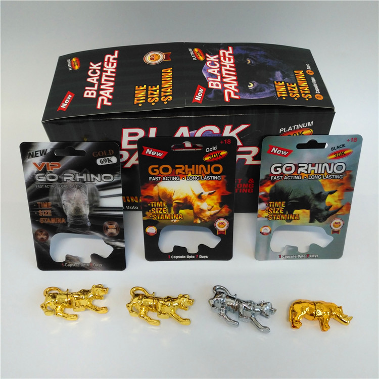 บรรจุภัณฑ์บัตรตุ่มบรรจุเม็ดยา Go Rhino Men With Rhino Figure Blister Bottle