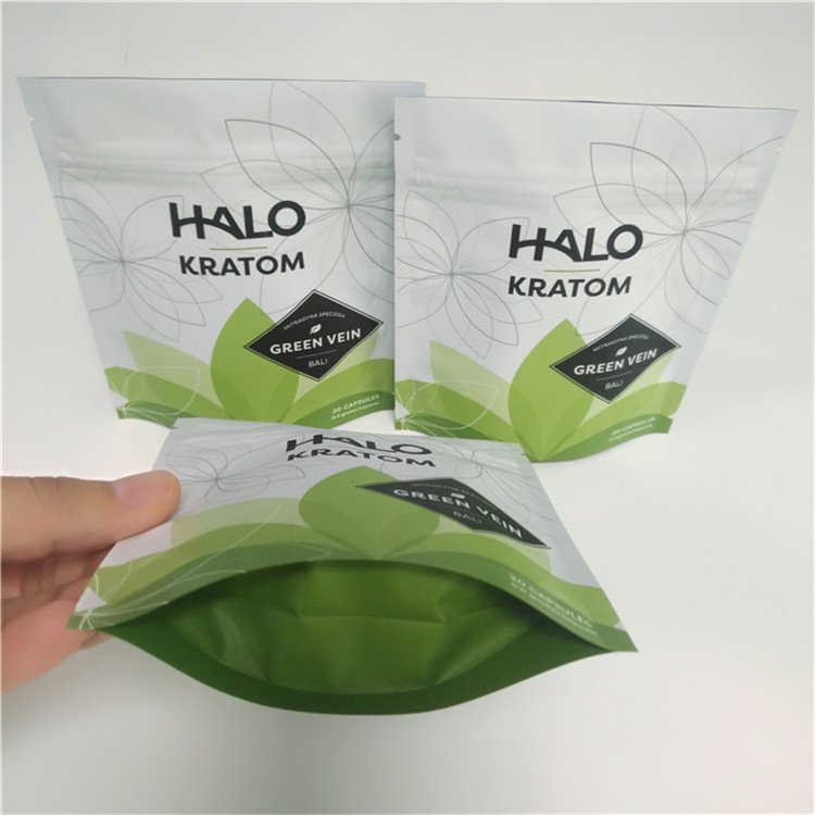 อาหารเกรด Ziplock ถุงพลาสติกบรรจุภัณฑ์ยืนขึ้นถุง Kratom สำหรับผง / ยา