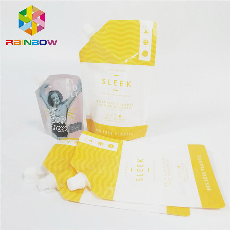 เสร็จสิ้นของเหลวไนล่อนมันวาวยืนค่าพวยกระเป๋าบรรจุภัณฑ์อาหารเด็กบีบกระเป๋า