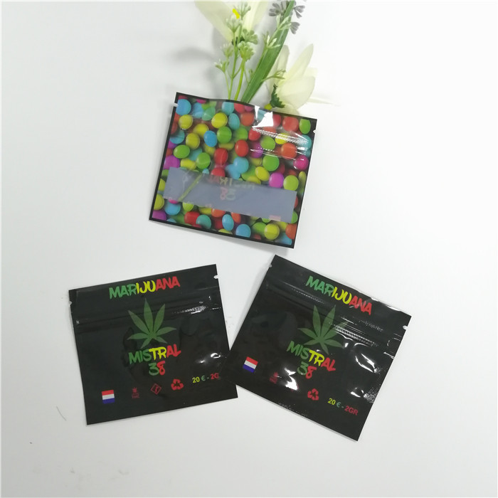 สามด้านแบนน้ำตาลขนม CBD Mylar ถุง Ziplock ต่ำขั้นต่ำพิมพ์แบบกำหนดเองคงทน