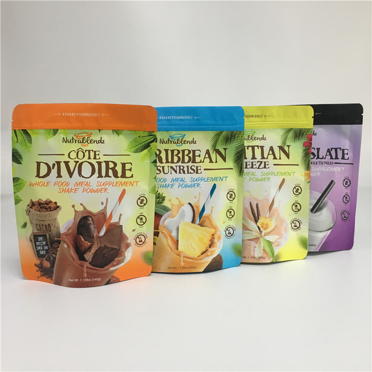 200 กรัมอลูมิเนียมซิปยืนขึ้นถุงบรรจุพิมพ์แผ่นแม่พิมพ์ที่กำหนดเองสำหรับโปรตีน