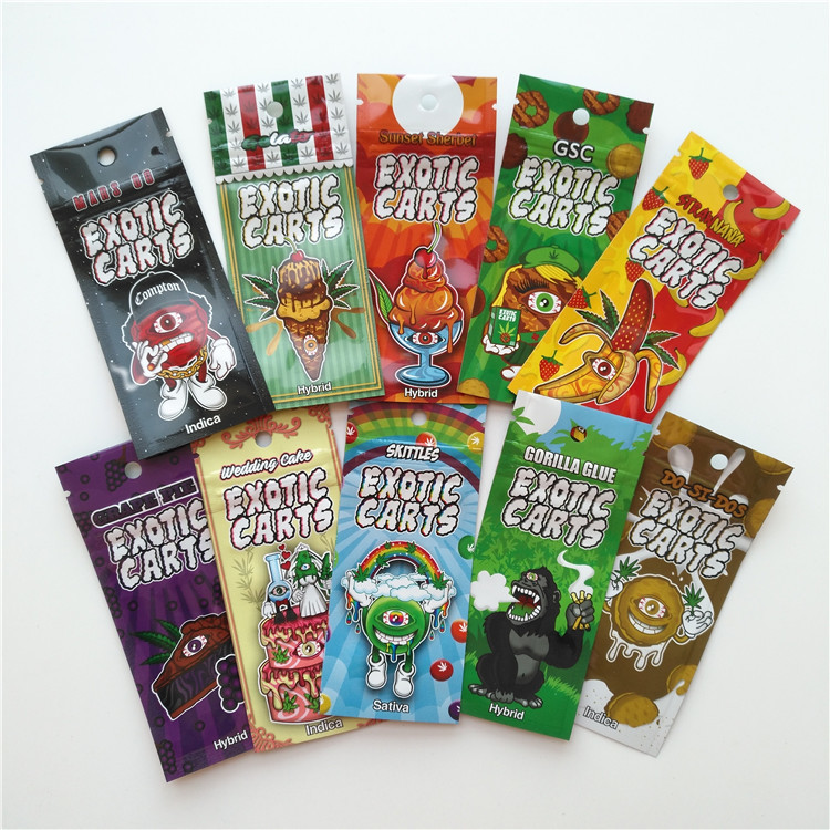 Vape ตลับอลูมิเนียมฟอยล์บรรจุภัณฑ์ถุงรถเข็นกระเป๋าแปลกโลโก้ที่กำหนดเอง