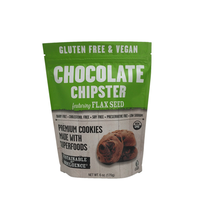 บรรจุภัณฑ์ขนม ziplock ลามิเนตฟอยล์ลุกขึ้นยืนกระเป๋า