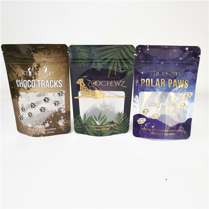 วัชพืชอลูมิเนียมฟอยล์คุกกี้ CBD 3x4 ถุงซิปยืนขึ้น