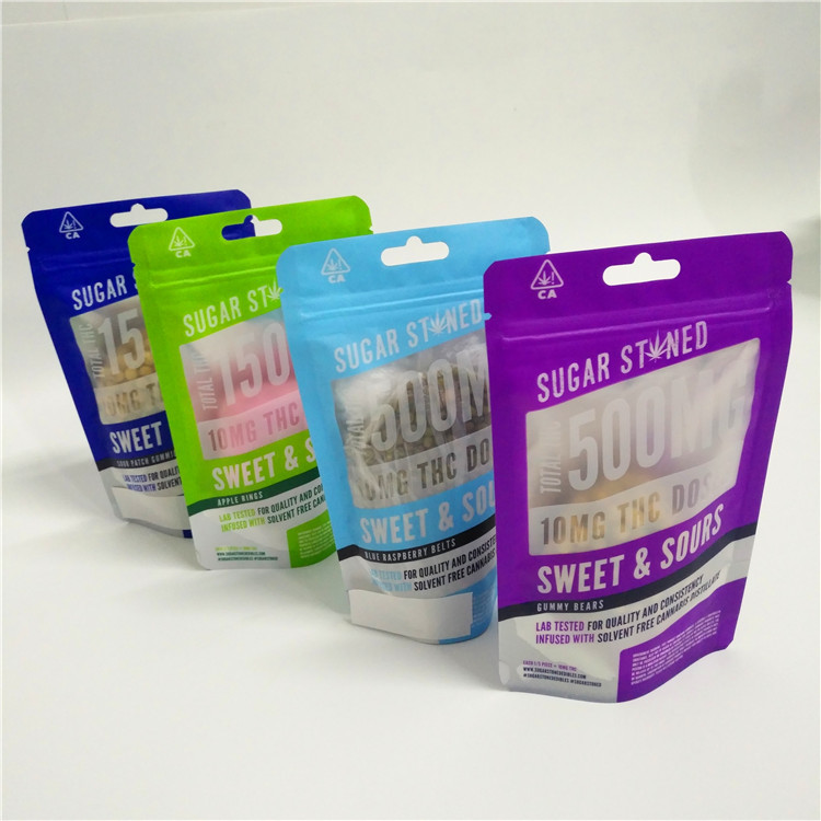 3.5g 1/8oz กลิ่นหลักฐานการงัดแงะที่เห็นได้ชัดซิปล็อคป้องกันเด็กออกจากถุง Mylar สำหรับบรรจุภัณฑ์กัญชา CBD Gummies