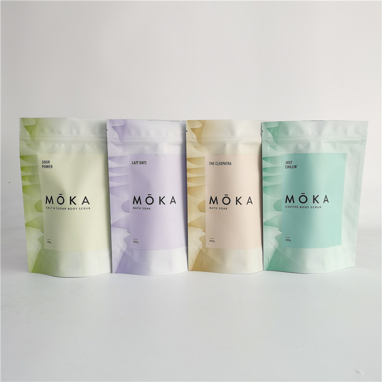 ถุงบรรจุภัณฑ์ถุง Ziplock ขัดผิวสำหรับเกลืออาบน้ำด้วยฟอยล์ภายใน