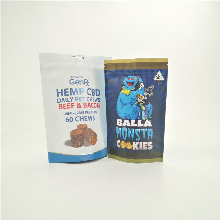 ที่กำหนดเองเด็กกระเป๋าหลักฐานความชื้นวัชพืช CBD runtz ป่าคุกกี้ยายืนขึ้นถุง