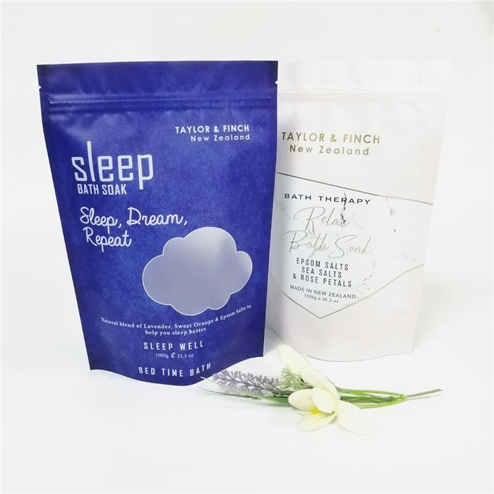 ถุงอลูมิเนียมฟอยล์พิมพ์แบบเต็มสีซุปเปอร์อลูมิเนียมฟอยล์ PE เกลืออาบน้ำบรรจุภัณฑ์