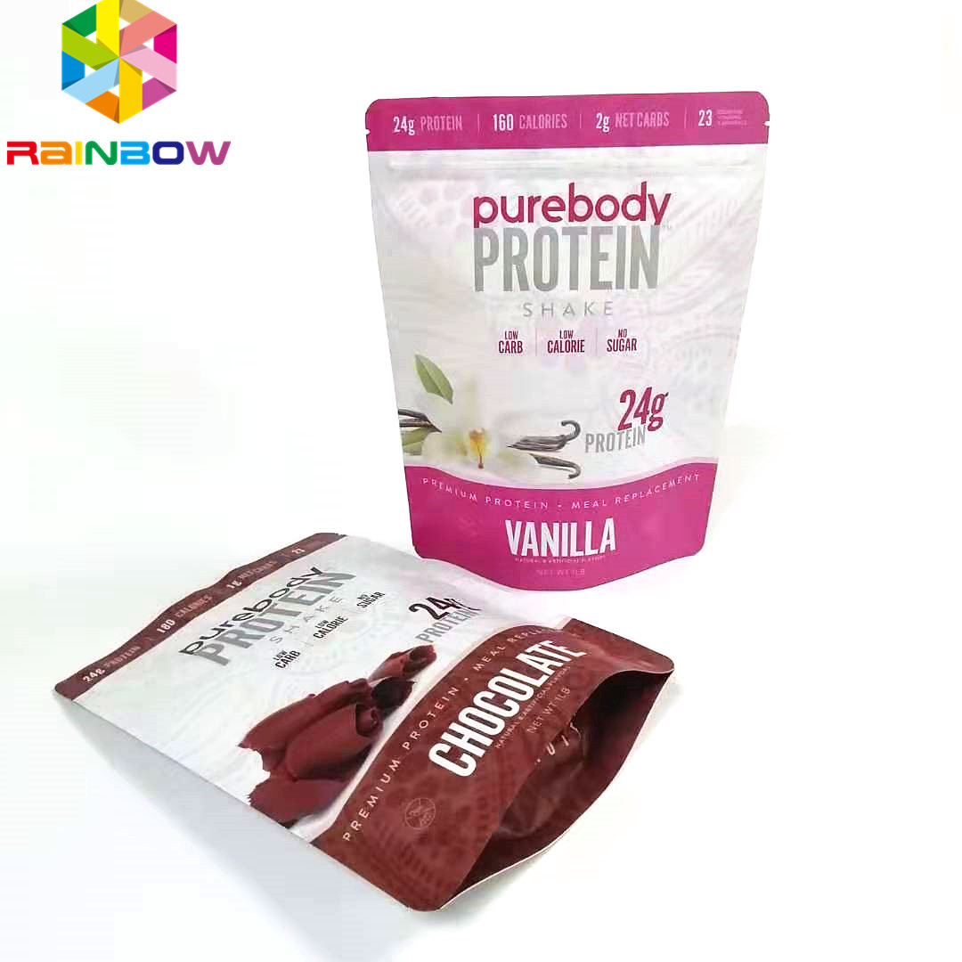 นำกลับมาใช้ใหม่ยืนขึ้นกระเป๋าพร้อม ziplock บรรจุภัณฑ์เก็บอาหารซิปกระเป๋าแบนพิมพ์ถุง