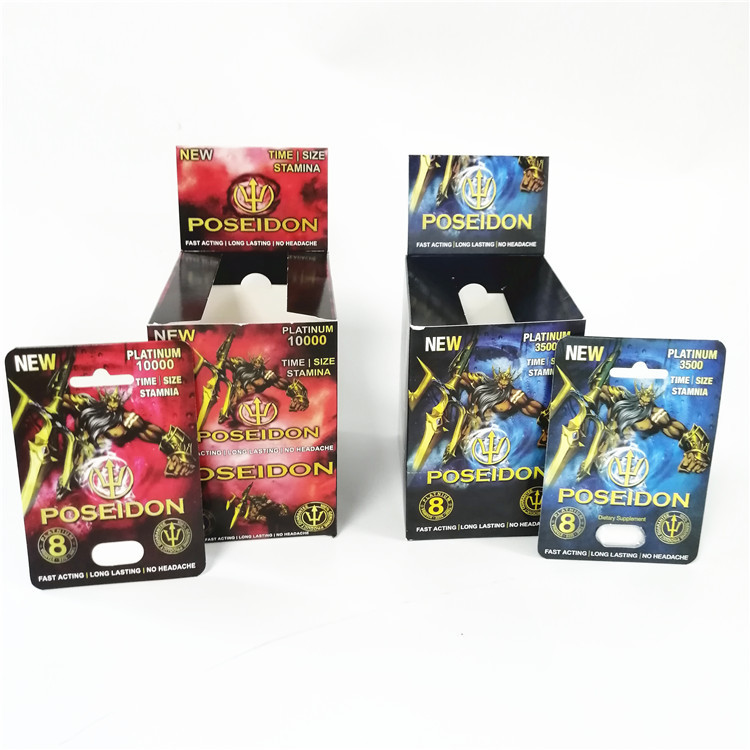 แสดงการ์ดกระดาษพิมพ์แบบกำหนดเองเพิ่มสมรรถภาพทางเพศกล่องการ์ดโพไซดอน