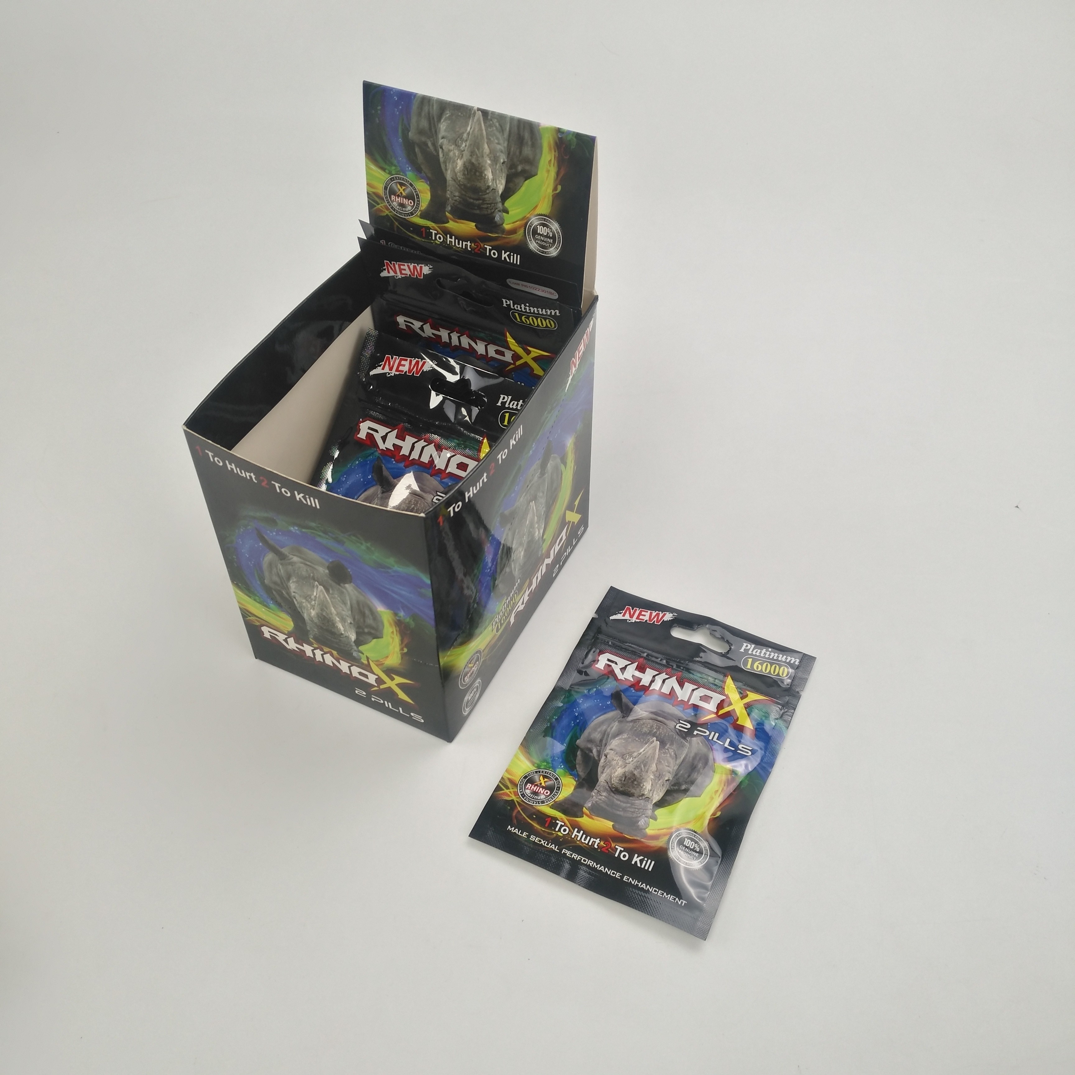 อาหารเสริมสารสกัดจากสมุนไพร 90% ยาแคปซูลเป็นเวลานานสำหรับผู้ชายบรรจุภัณฑ์แรด