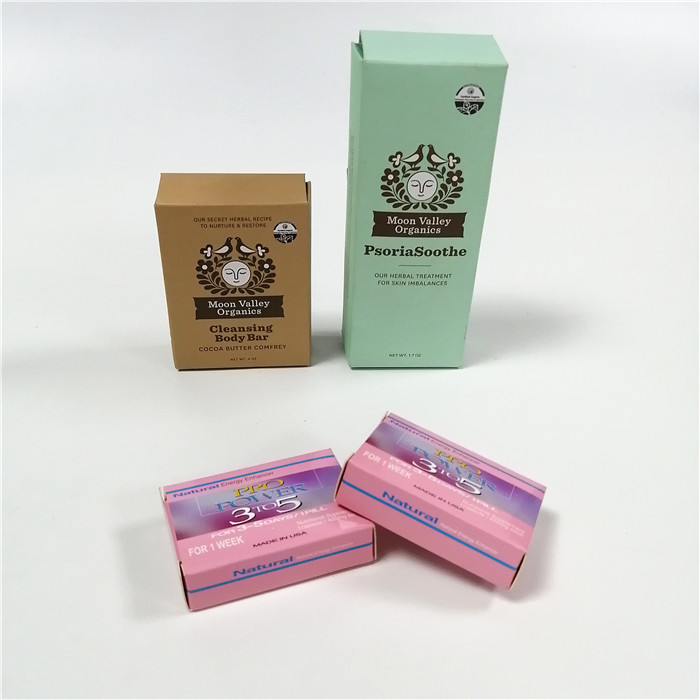 กล่องกระดาษพิมพ์แบบกำหนดเองกล่องของขวัญ Hot Stamping UV Coated soap boxes