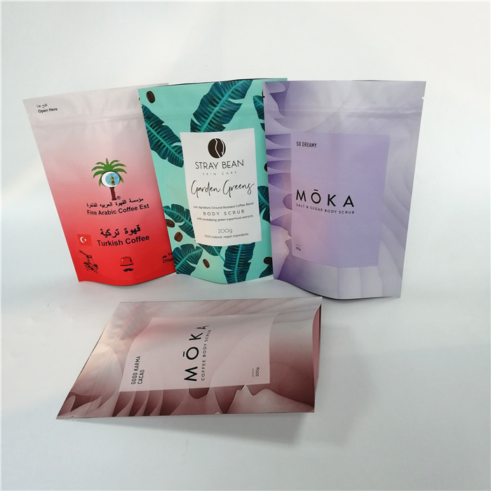 ยืนขึ้นถุงฟอยล์บรรจุภัณฑ์ถุงกาแฟบดหลักฐาน Mositure พร้อมวาล์ว