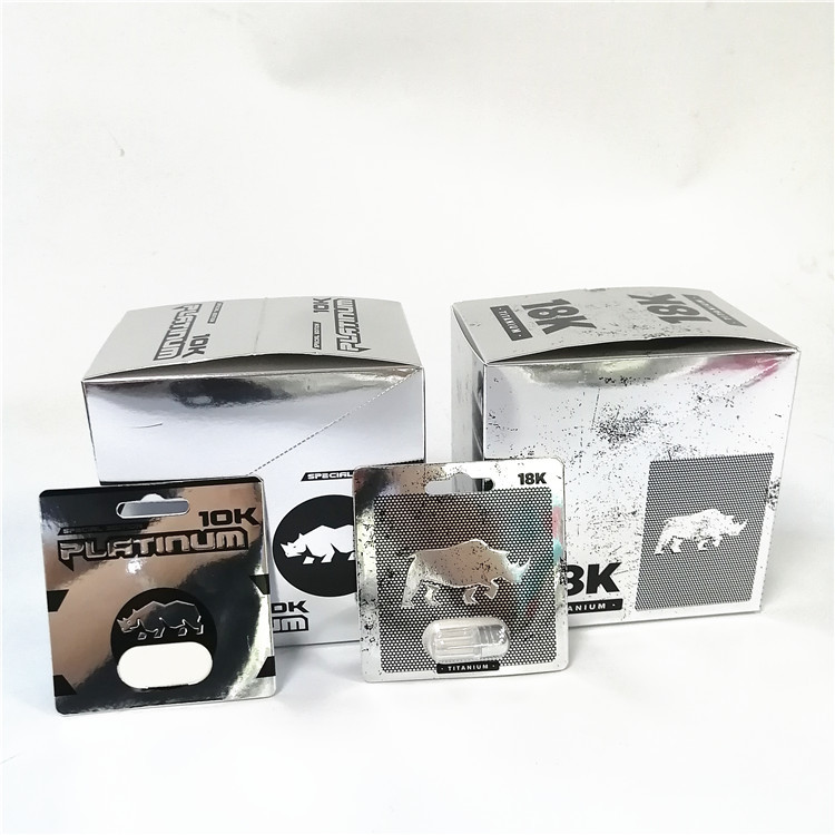 ขายร้อน 3D Card Blister Packaging Rhino 18K Gold Capsule bullet paper Card Rhino Pill blister packaging