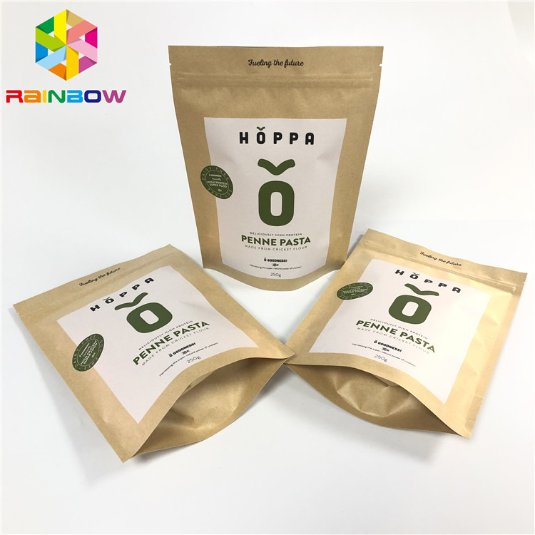 ถุงกระดาษคราฟท์สีน้ำตาลพิมพ์แบบกำหนดเองถุงบรรจุภัณฑ์กระดาษ ziplock แบบปิดผนึกได้
