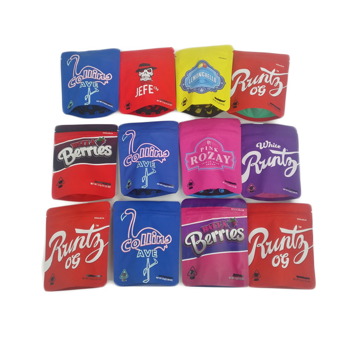 Soft Touch 3.5g Foil Ziplock ถุงพลาสติก Smell Proof Matte 3.5g 7g คุกกี้กัญชา Jefe บรรจุภัณฑ์ Mylar กระเป๋าที่กำหนดเอง