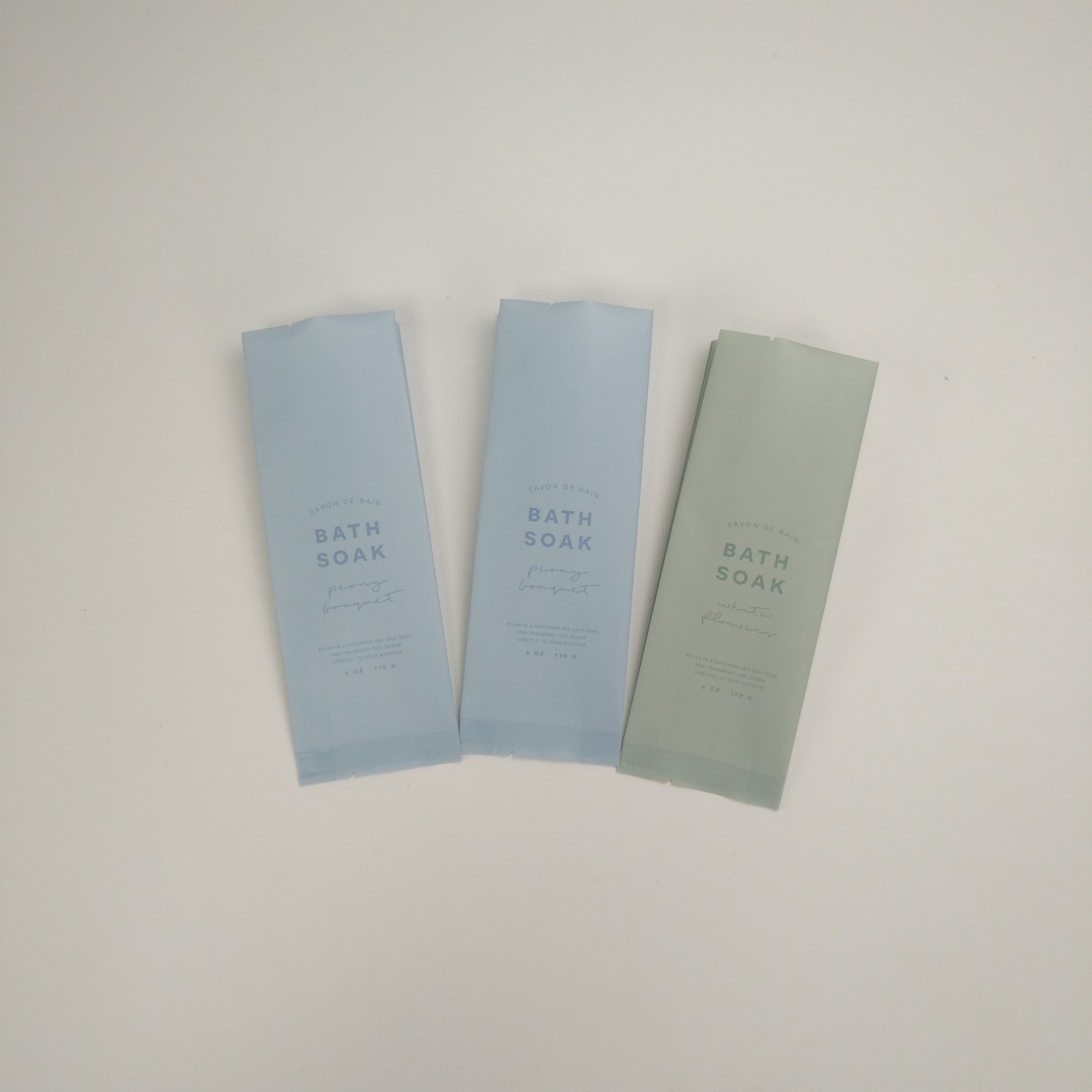 ถุงบรรจุเกลืออาบน้ำแบบแมตต์ 6oz ที่กำหนดเอง 170g ถุงบรรจุระเบิดอาบน้ำพร้อมโลโก้ที่กำหนดเอง