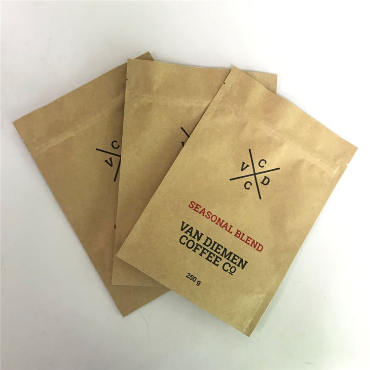 Kraft Zip Lock ยืนขึ้น Pouches ด้วย Tear Notch และ Matte Window