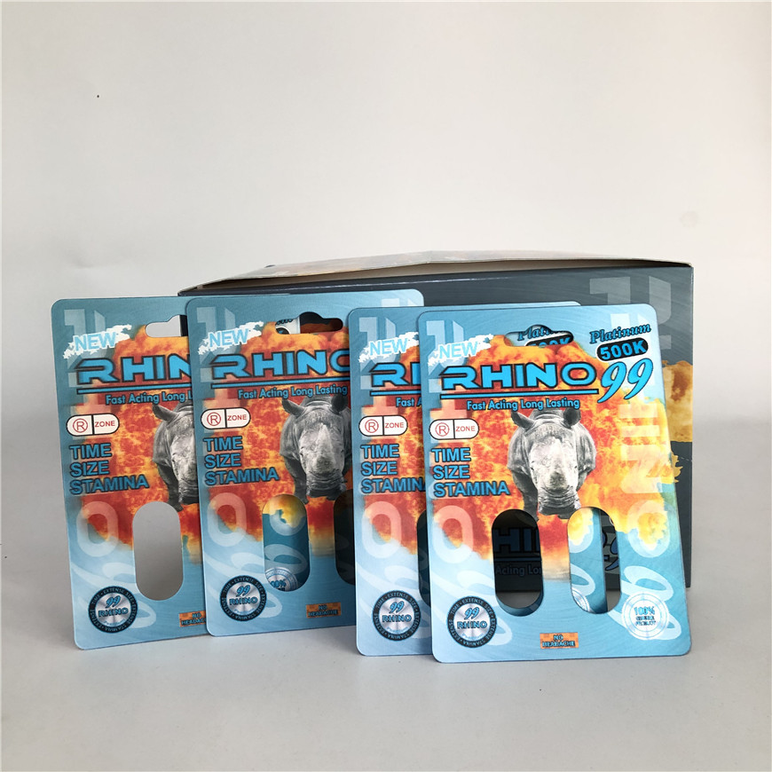 Rhino 99500k Double Hole 3D Rhino Cards สำหรับยาเพิ่มประสิทธิภาพชาย