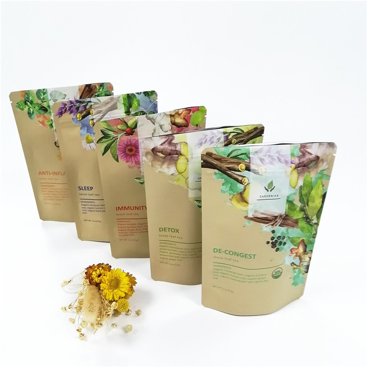 Low Moq CMYK VMPET ย่อยสลายได้ทางชีวภาพ Stand Up Pouch 100 ไมครอน