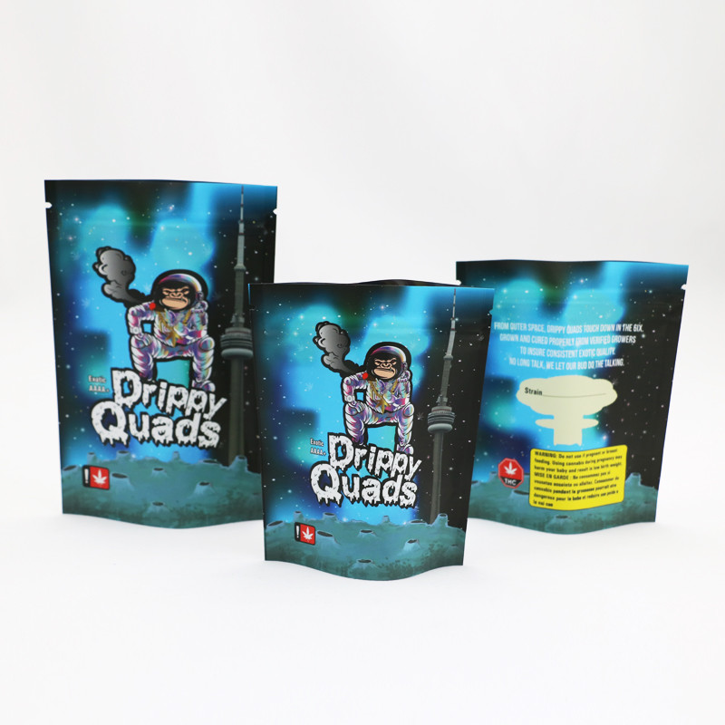 ฟอยล์ซิปกันกลิ่น CMYK Mylar ถุงบรรจุภัณฑ์วัชพืช