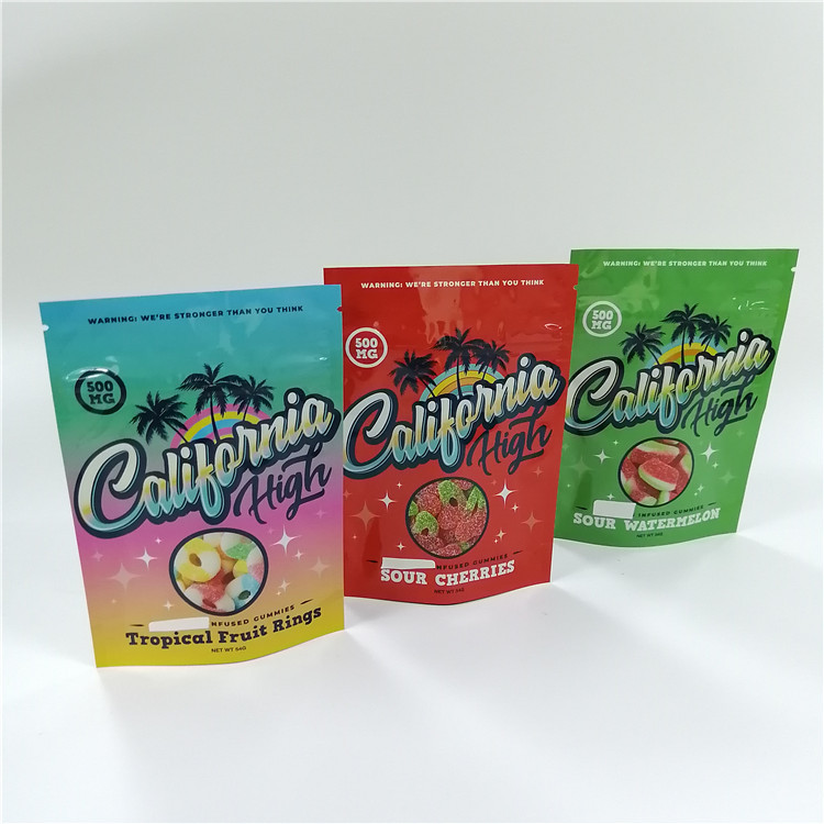 สมุนไพรดอกไม้ CBD Ziplock ซองซีลสามด้านพิมพ์ลามิเนตแบบกำหนดเอง