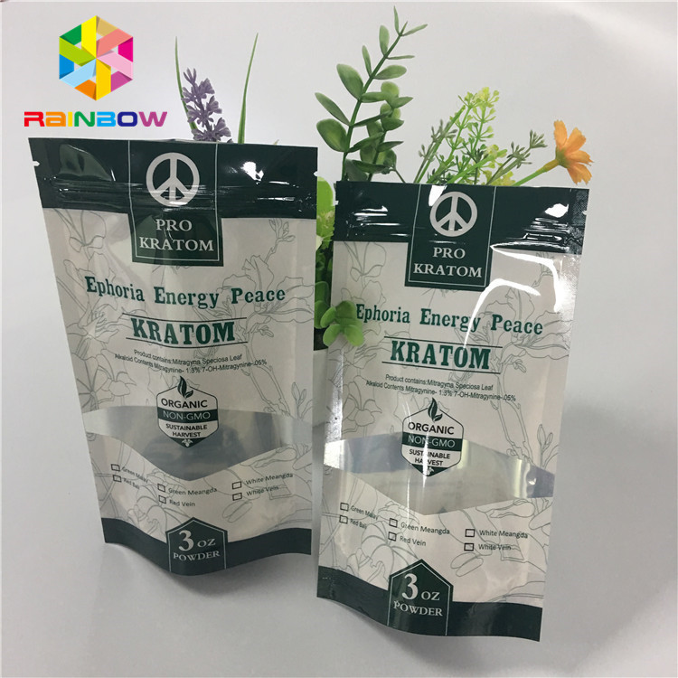 Mylar Ziplock ป้องกันกลิ่นที่สามารถถอดออกได้ยืนขึ้นกระเป๋าพร้อมหน้าต่าง